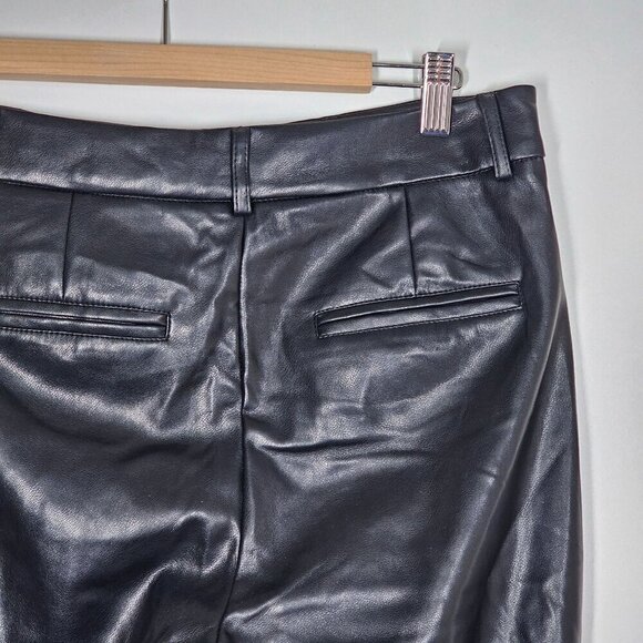 Avec Les Filles Faux Leather Pleated Wide Legs Pants High-Rise Black Women's‎ M - Picture 3 of 11